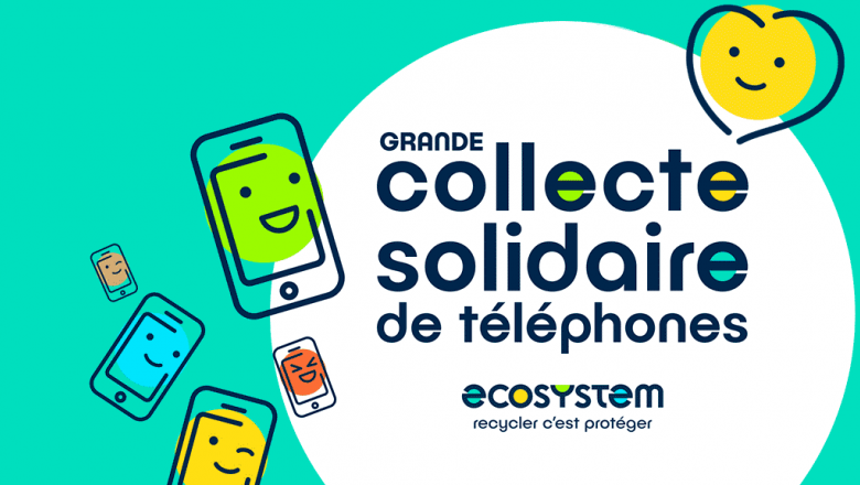 Visuel de ecosystem pour la grande collecte solidaire de téléphones qui encoure à recycler et réparer vos anciens téléphones. 