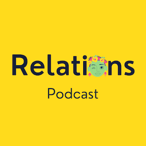 Logo de Relations, le podcast de Aurélie Sutter. Participante à la formation podcast Basilic Studio
